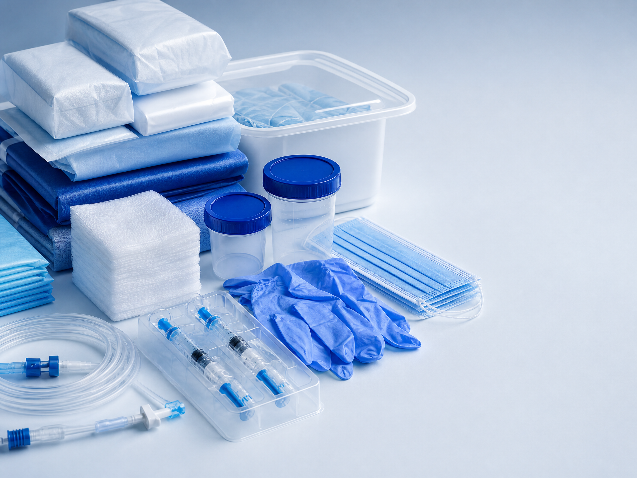 Materiais hospitalares organizados para distribuição
